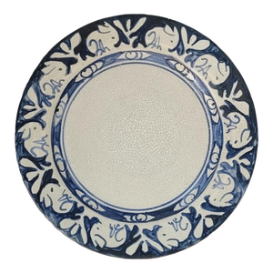 Dedham Pottery Rabbit Plate, Blue Crackleware, C. 1910s