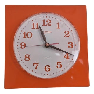 Vintage Orange Wall Clock from Kaiser, Germany, 1970s For Sale