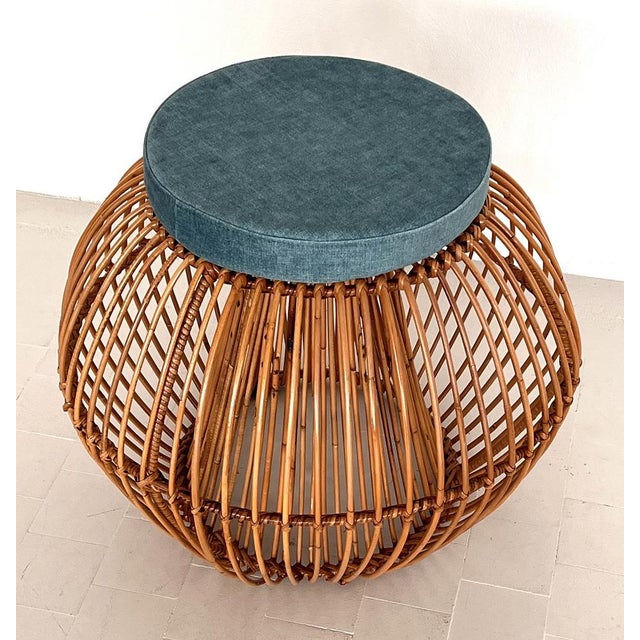 Mid-Century Bamboo Stool with New Cushion attributed to Janine Abraham & Dirk Jan Rol, 1960s For Sale - Image 11 of 14
