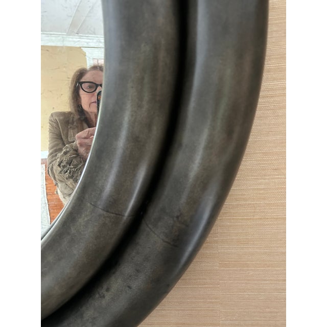 Modern Monumental Dark Grey Chunky Round Mirror by Julian Chichester For Sale - Image 3 of 10