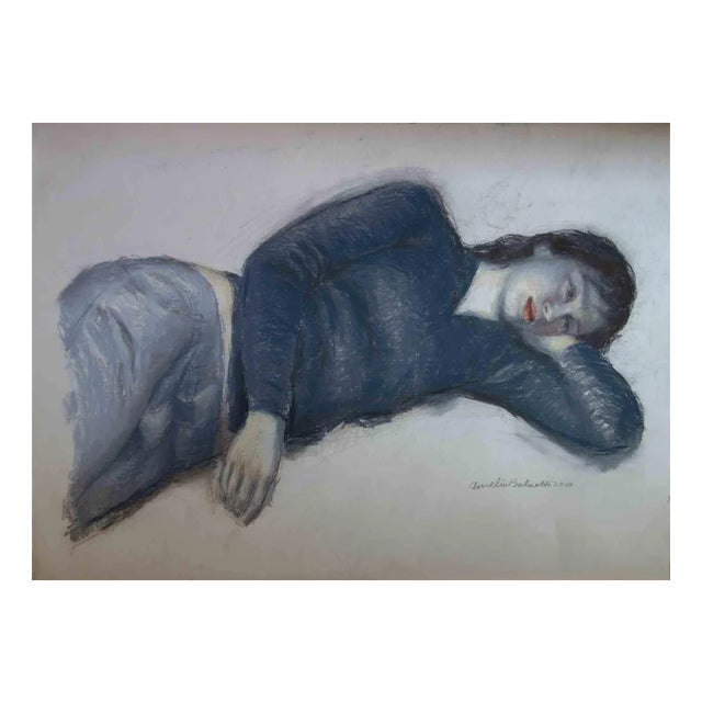 Aurelio Bulzatti, Donna Sdraiata, Original Pastel, 2009 For Sale