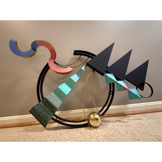 Vintage 1996 Large Curtis Jeré Signed and Dated Postmodern Memphis Style Mixed Media Wall Sculpture - 45" For Sale - Image 11 of 14