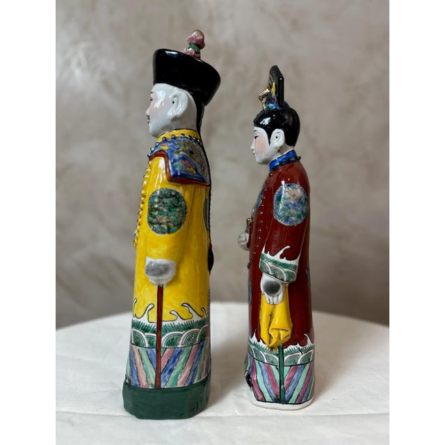Ceramic Chinese Porcelain Figurines, 1920s, Set of 2 For Sale - Image 7 of 13
