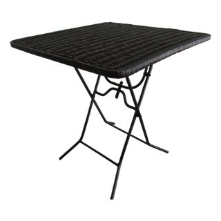 Vintage 1960s Italian Painted Wicker and Steel Folding End / Tray Table For Sale