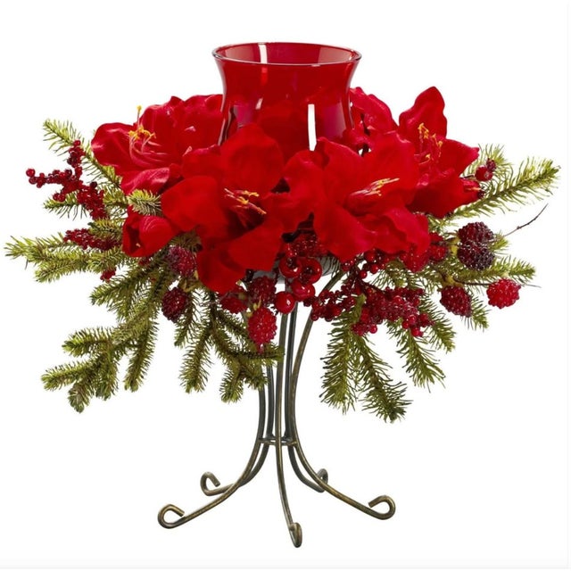 Red Nearly Natural Amaryllis Candelabrum For Sale - Image 8 of 8