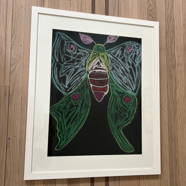 2000 - 2009 Original Pastel Drawing of a Luna Moth For Sale - Image 5 of 5