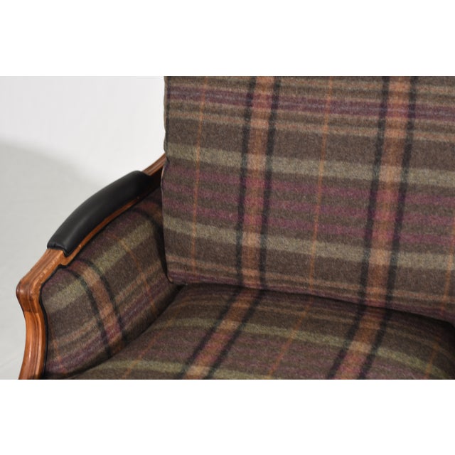 New Ralph Lauren Plaid Tartan Wool and Leather on Vintage Louis XV-Style Versailles Library Chairs - 2 Pieces For Sale - Image 12 of 18