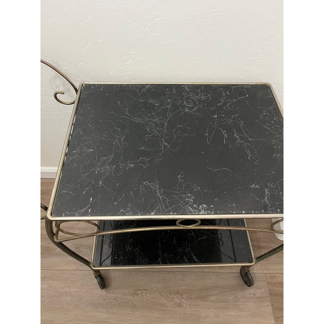 1970s 1970s Vintage Mid-Century Metal Iron & Glass Trolley Bar Cart For Sale - Image 5 of 12