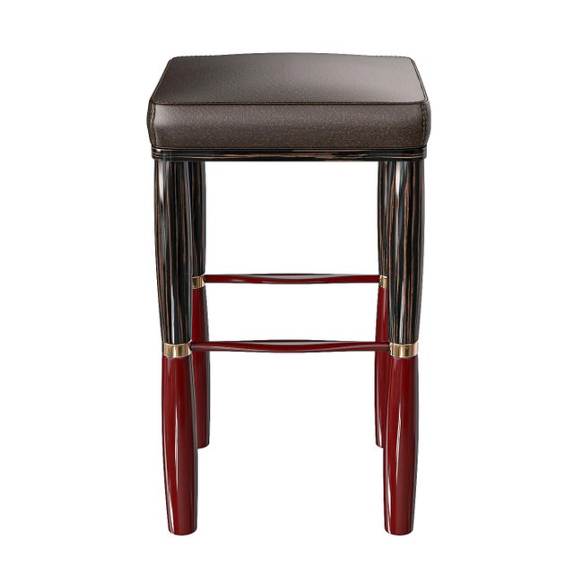 Not Yet Made - Made To Order "Poggio" Bar Stool With Bronze Details, Hand Crafted For Sale - Image 5 of 7