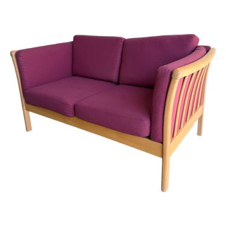 Vintage Danish Stouby Loveseat MCM Sofa - Scandinavian Beech Frame Settee For Sale