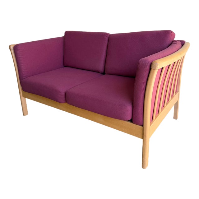 Vintage Danish Stouby Loveseat MCM Sofa - Scandinavian Beech Frame Settee For Sale