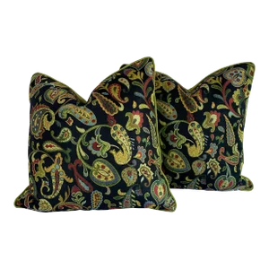 Early 21st Century Paisley Pillows- a Pair