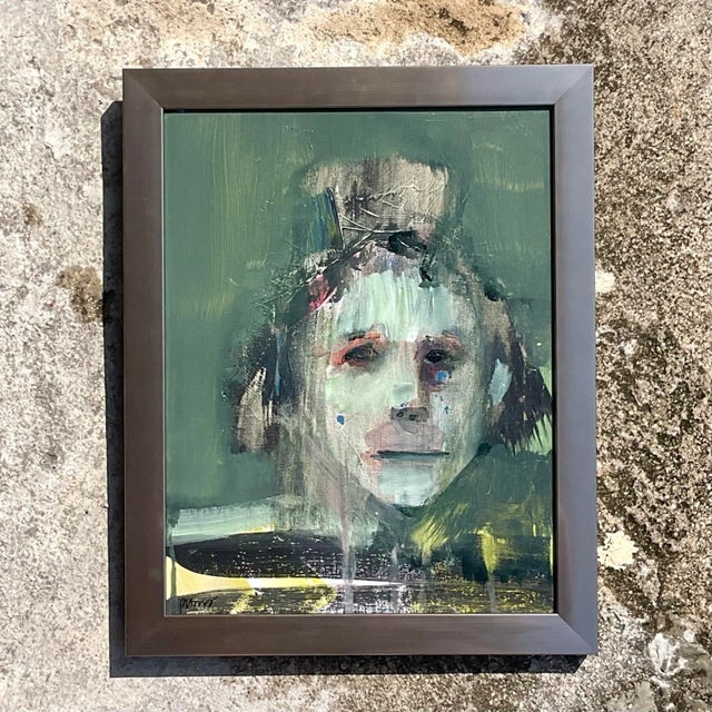 Early 21st Century Vintage Boho Signed Abstract Figurative on Canvas For Sale - Image 5 of 6