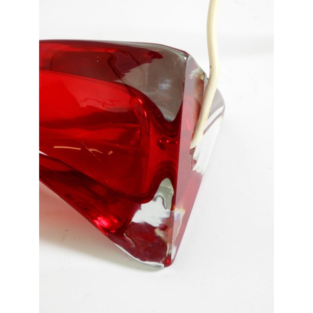 Mid-Century Modern Table Lamp with Crystal Glass in Red and Transparent, 1960s For Sale - Image 17 of 18