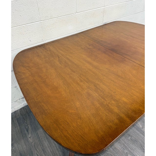 Wood Vintage Georgian Regency Revival Mahogany Double Pedestal Dining Table For Sale - Image 7 of 11