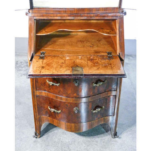 Brown Louis XV Geometric Secretary Cabinet, 1700s For Sale - Image 8 of 14