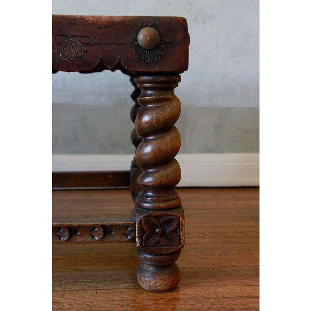 1970s Rustic Peruvian Hand-Tooled Leather Coffee Table or Bench, Circa 1970 For Sale - Image 5 of 15