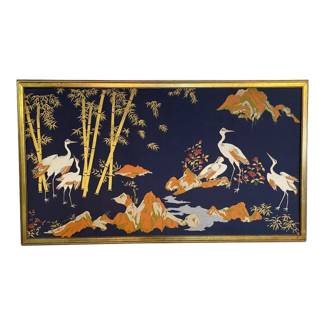 Vintage Mid 20th Century Framed Chinoiserie Silk Art For Sale