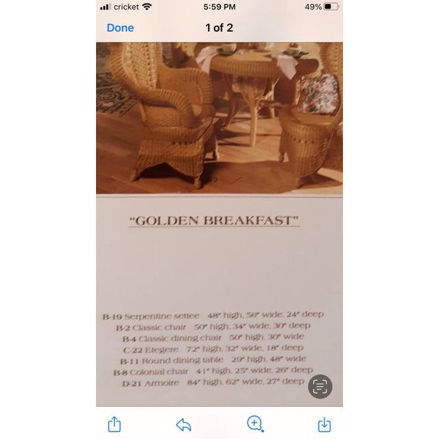 Victorian Style Wicker Dining Table and Six Chairs by Michael Carlson