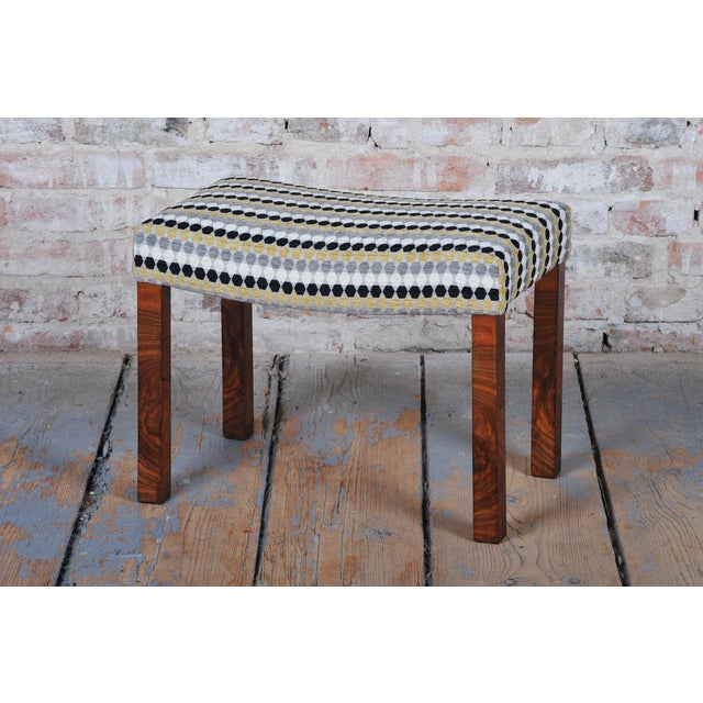 Czech Art Deco Upholstered Walnut Ottoman, 1920s For Sale - Image 6 of 12