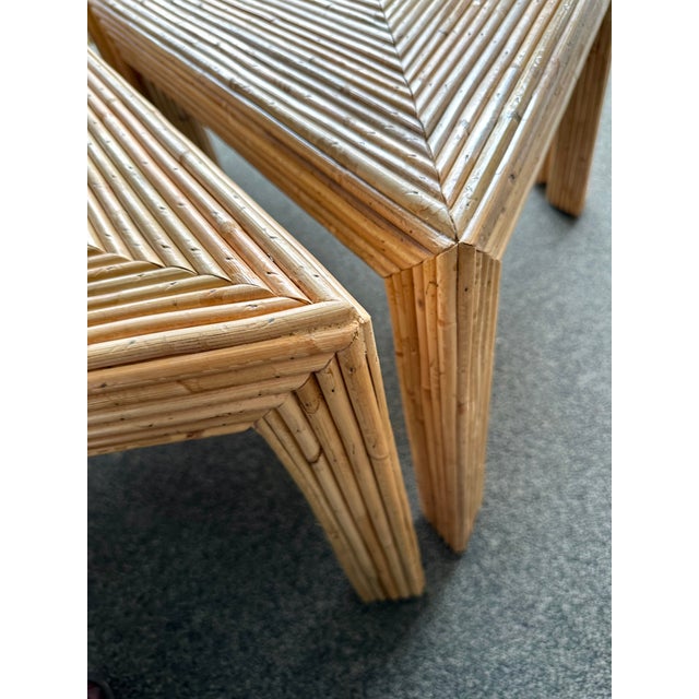 Wood Modular Rattan Tables by Vivai Del Sud. Italy, 1970s For Sale - Image 7 of 11