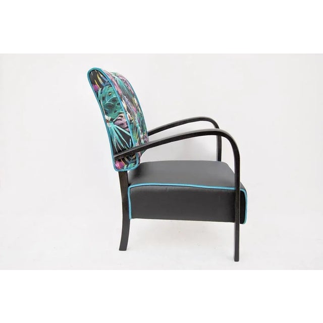 Vintage Wood & Fabric Armchair, 1950s For Sale - Image 3 of 6