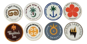 Vintage Coaster Set Featuring Hotels & Locations - Set of 4