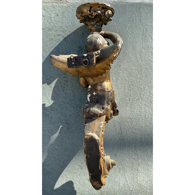 Monumental Rococo Revival Cherub Wall Bracket, 22 Inches For Sale - Image 4 of 10