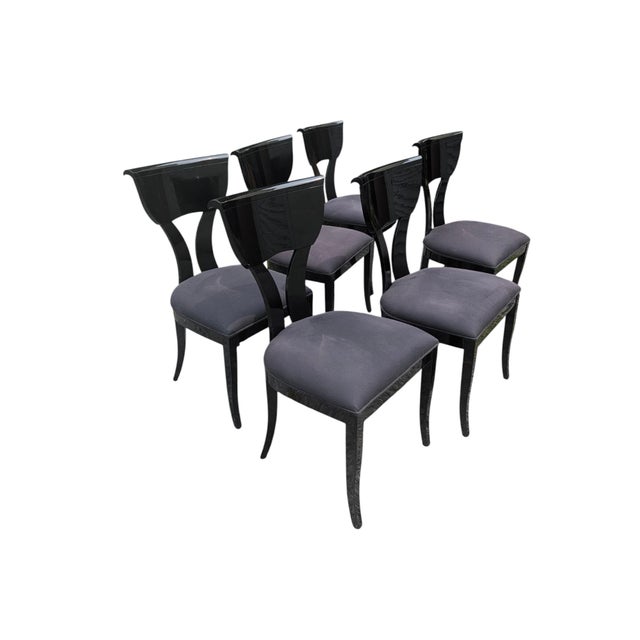 Late 20th Century 1980s Pietro Costantini "Corfu" Black Lacquer Dining Chairs, Set of 6 For Sale - Image 5 of 17