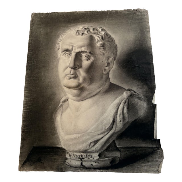 Drawing of Scultpture of Man, 19th Century, Paint on Paper For Sale