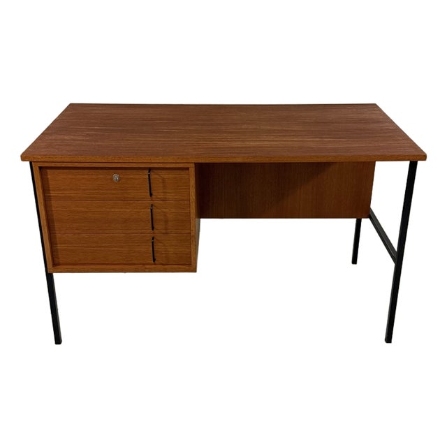 Vintage Teak and Black Steel Desk by Günter Renkel, 1960s For Sale