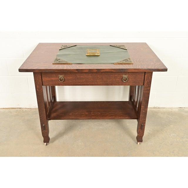 Tiffany Studios New York Grapevine Bronze Doré and Favrile Slag Glass Desk Calendar Holder or Picture Frame For Sale - Image 11 of 12