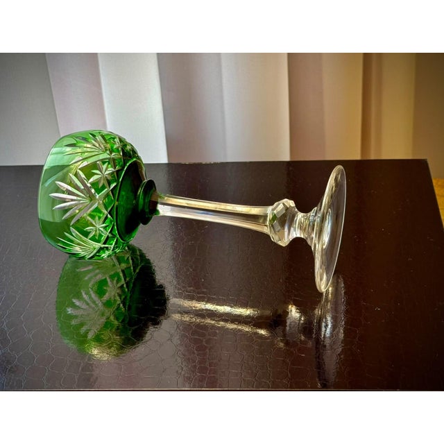 Green Massenet Crystal Hock Glasses by Saint-Louis, 1920, Set of 2 For Sale - Image 13 of 16