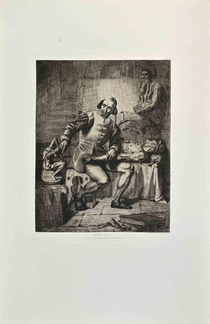 Edouard Moyse, Michel Ange, 1870s, Etching