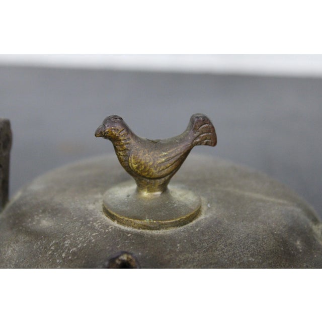 Primitive Antique 18th Century French Miner’s Whale Oil Lantern Brass Rooster For Sale - Image 6 of 12