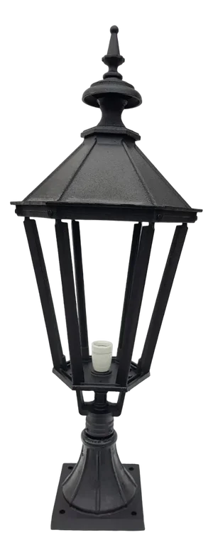 Antique Victorian Cast Iron Pillar Lamp Lantern on Base Outdoor Lamp