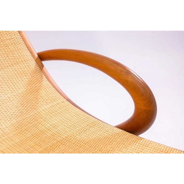 John Louis Graz Chaise Longue C. 1950s Curved Wood & Inset Woven Raffia Modern For Sale - Image 10 of 10