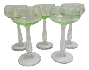 Vintage Art Nouveau Crystal Glasses in Uranium Glass from Villeroy & Boch, 1920s, Set of 5