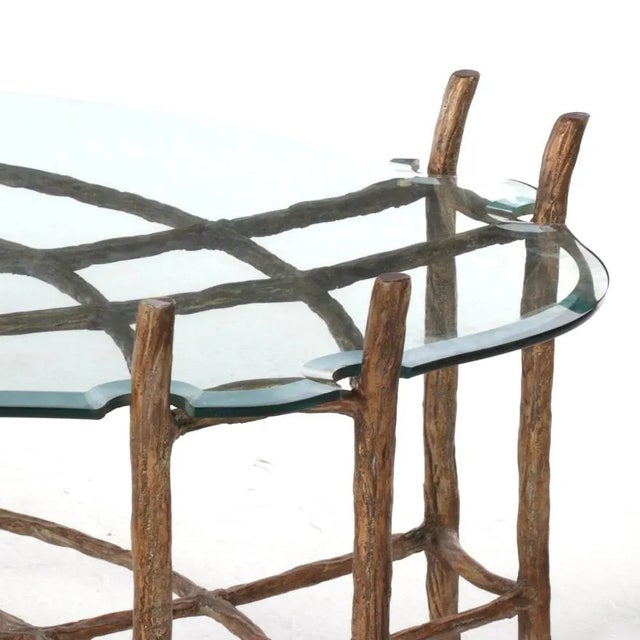 Cast and Hand Painted Faux Bois Aluminum Coffee Table. For Sale - Image 4 of 8