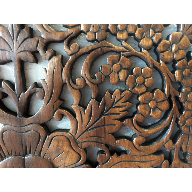 Asian Modern Hand Carved Square Teak Panel Chairish