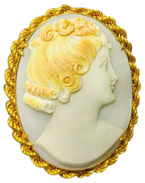 20th Century Oval Pendant in Yellow Gold Cameo in 18k, 1920s