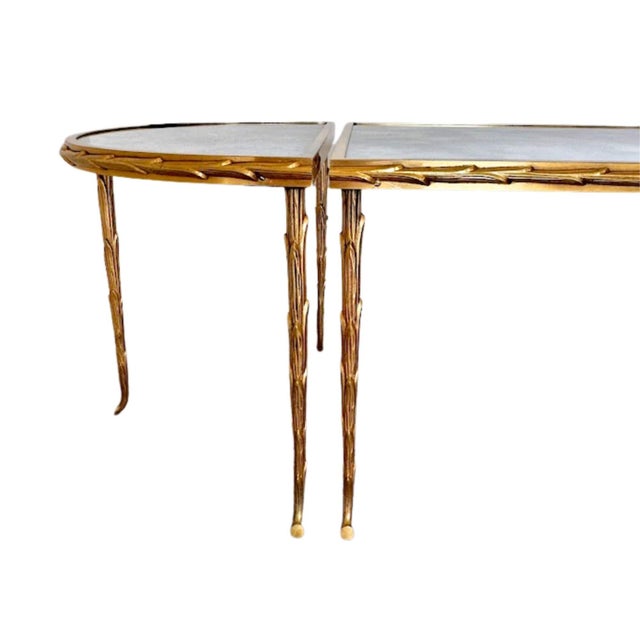 Mid-Century Baguès Bronze Doré Palmier Tripartite Coffee Table, Circa 1950 For Sale - Image 4 of 16
