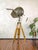 Wood Model 612 The Sputnik Movie Spotlight on Wooden 101 Ama Tripod Floor Lamp by Mole Richardson, 1950s For Sale - Image 7 of 18
