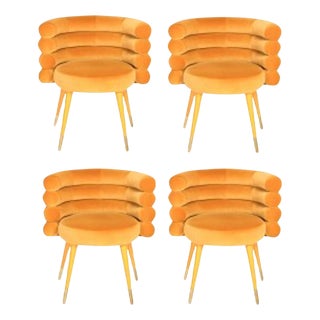 Mustard Marshmallow Dining Chairs by Royal Stranger, Set of 4 For Sale