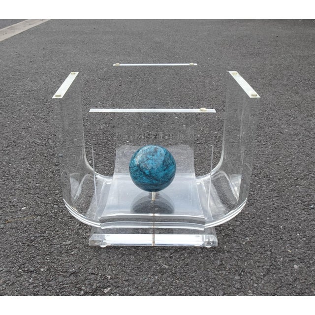Vintage Square Coffee Table in Acrylic with Marble and Glass, 1980s For Sale - Image 9 of 16