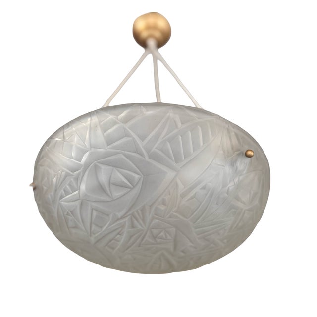 Art Deco Pendant Lights with Electrified Cords from Verrerie D'art Degué, 1930s, Set of 2 For Sale - Image 4 of 18