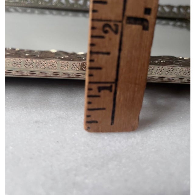 Vintage Gold Filigree Dresser Vanity Mirror Tray With Feet….. For Sale - Image 14 of 15