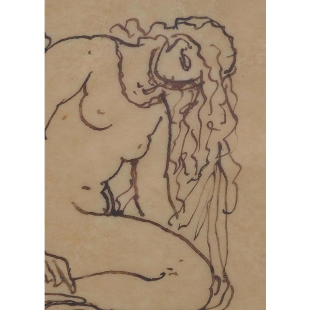 Modern Emile Bernard, Kneeling Nude, 1900, Original Indian Ink Drawing For Sale - Image 3 of 6