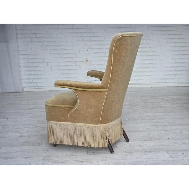 Danish Armchair in Velour with Ash Legs, 1950s For Sale - Image 12 of 18