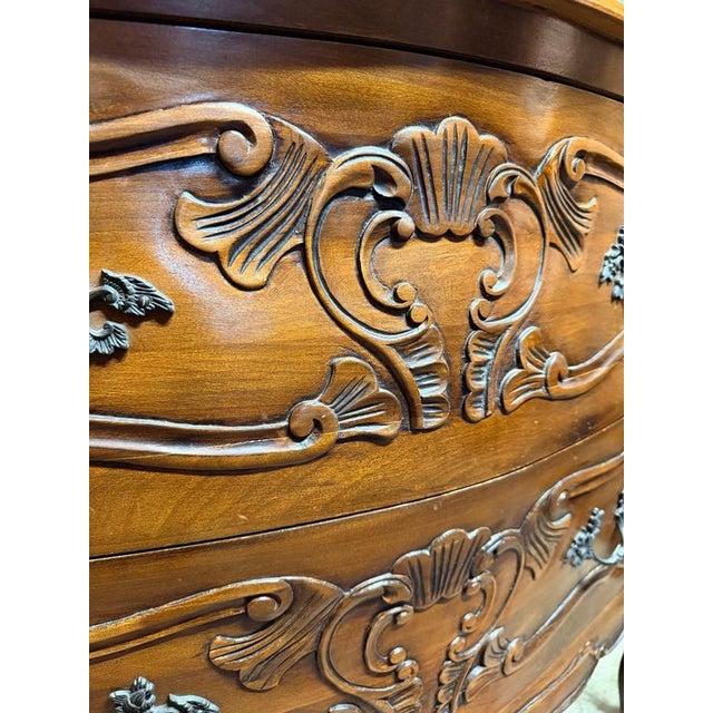 Mid-Century Italian Walnut Bombe Chest of Drawers For Sale - Image 4 of 7
